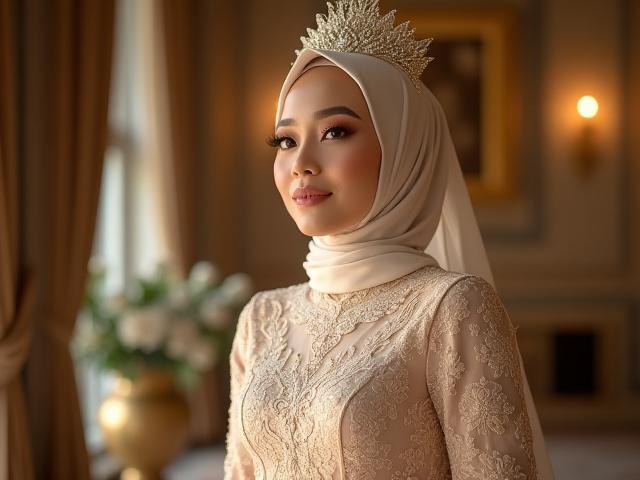Solekan sanding klasik untuk pengantin Muslimah