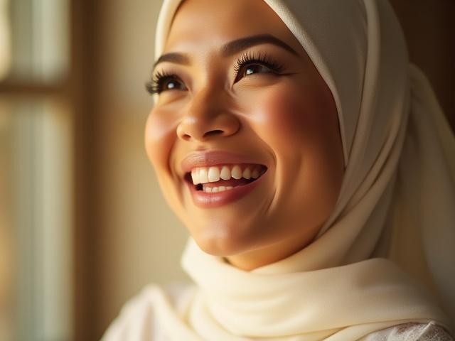 Pengantin Izzati tersenyum manis