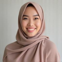 Maya, Ketua Stylist Sinar Anggun, seorang wanita Melayu bertudung dengan senyuman yakin.
